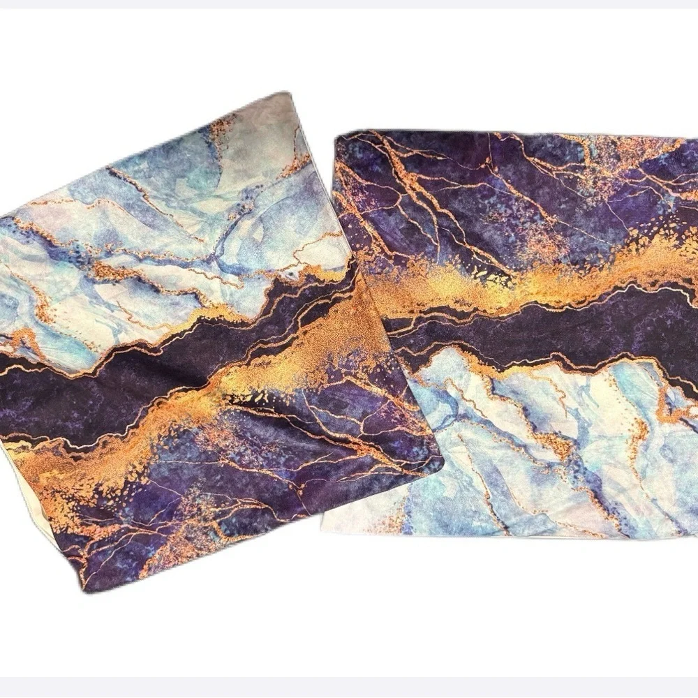 Abstract Blue and Gold med wall tapestry and 2 pillow covers